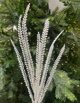 27" White Glitter Fern Set Of 6
