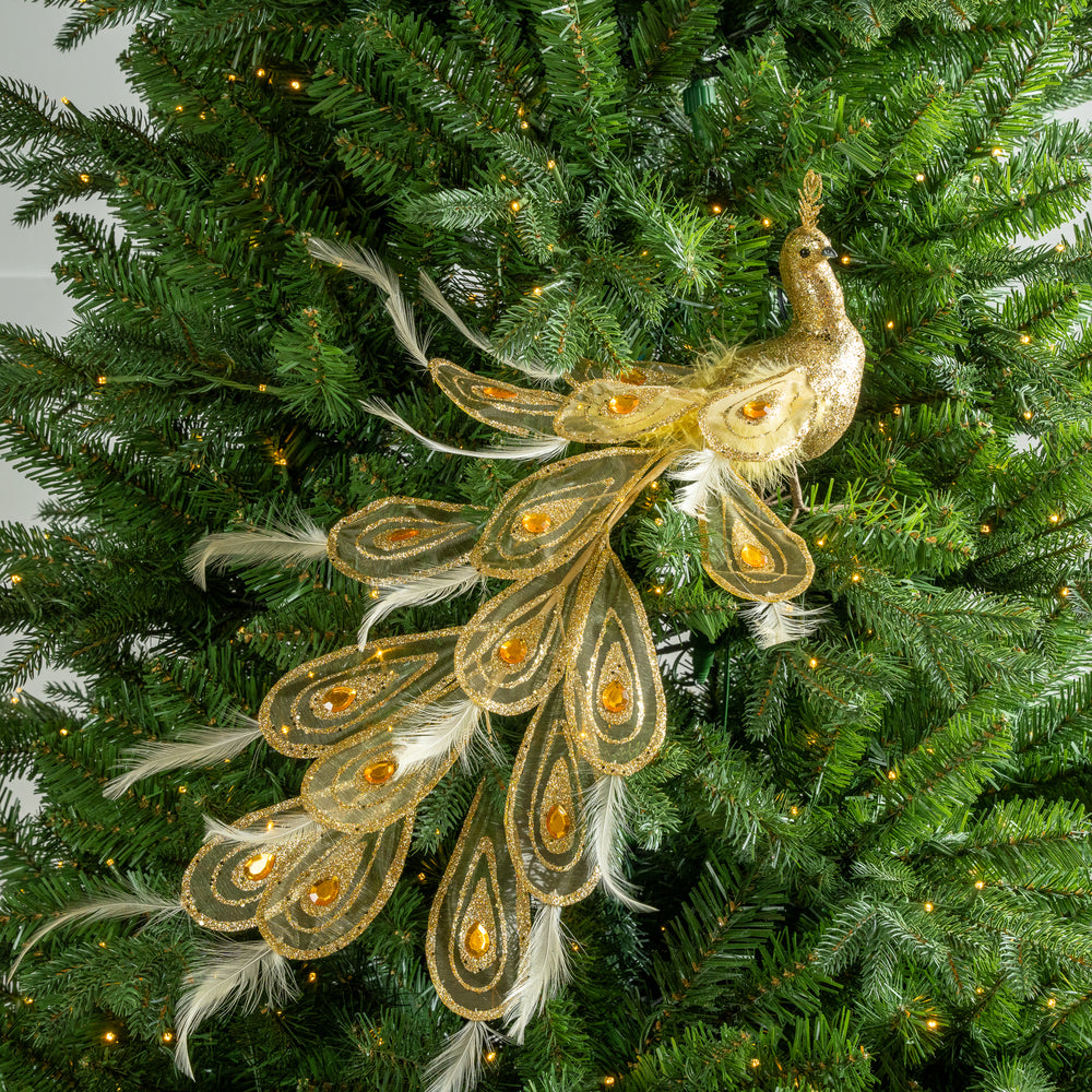 20" Glitter Peacock With Feathers