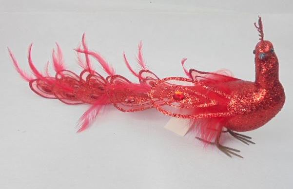 20" Glitter Peacock With Feathers