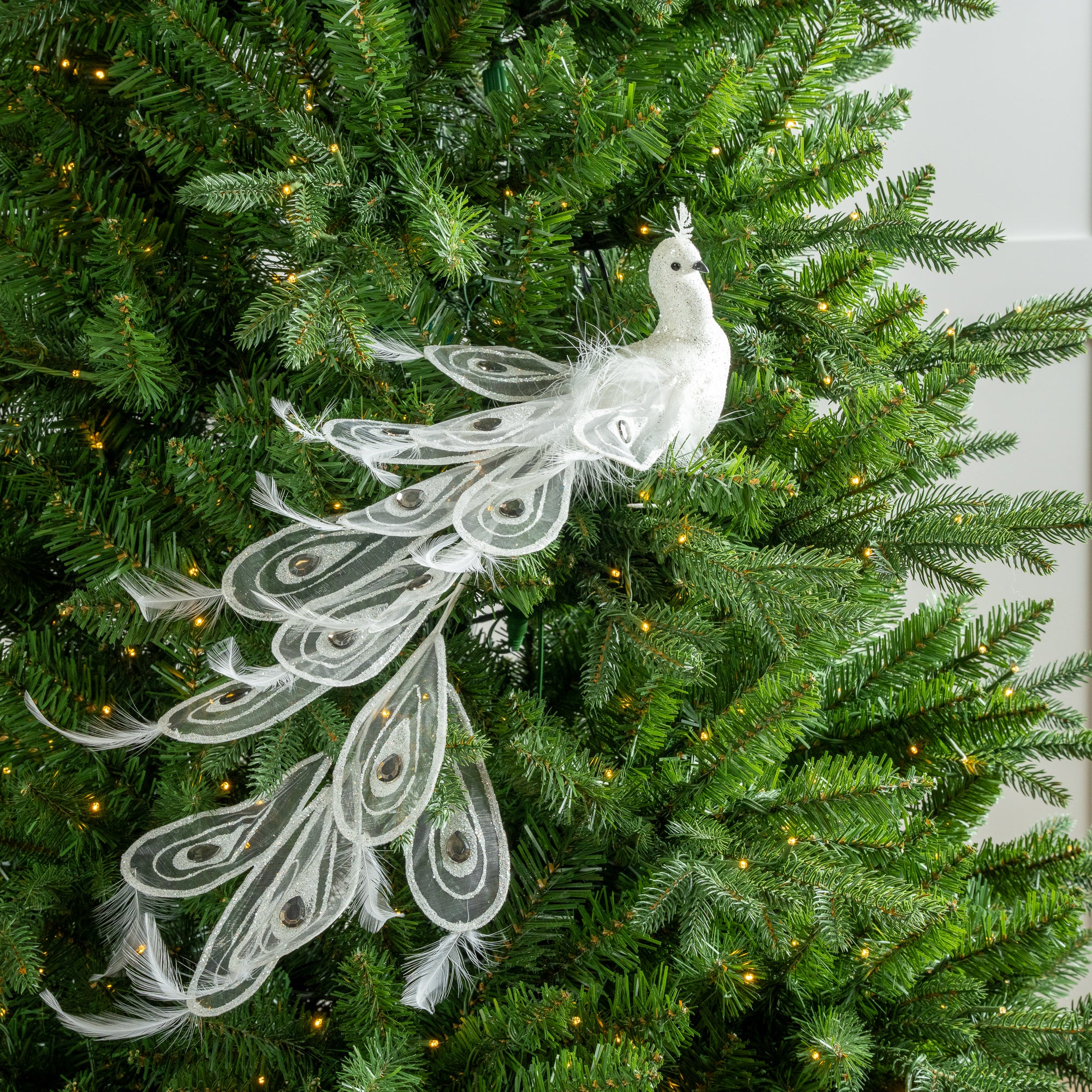 20" Glitter Peacock With Feathers