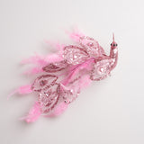 20" Pink Glitter Peacock with Feathers