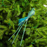 14" Blue Glitter Pearl Bird Set Of 4