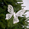 12" White Glitter Butterfly Set Of 6