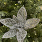 16" Silver Mesh Poinsettia Stem Set of 6
