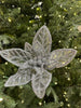 16" Silver Mesh Poinsettia Stem Set of 6