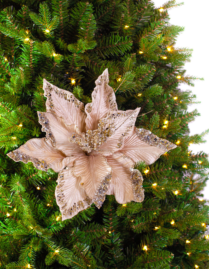 Juego de 6 tallos de terciopelo de Poinsettia de 15"