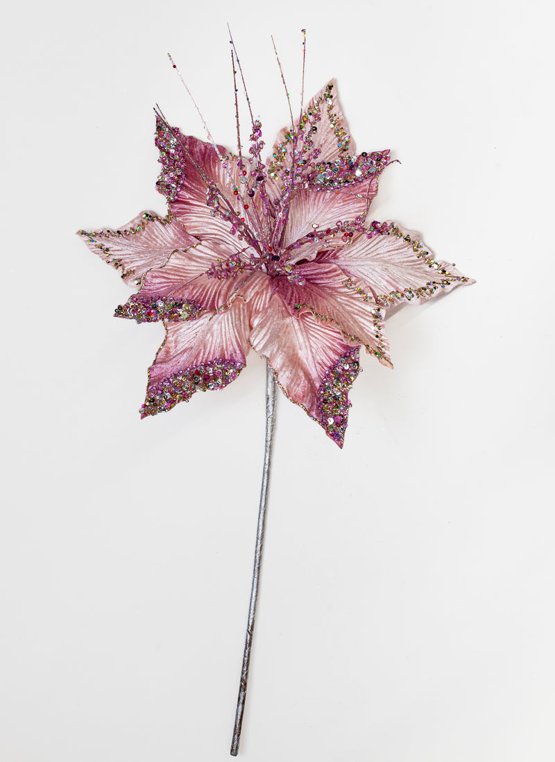 Juego de 6 tallos de terciopelo de Poinsettia de 15"