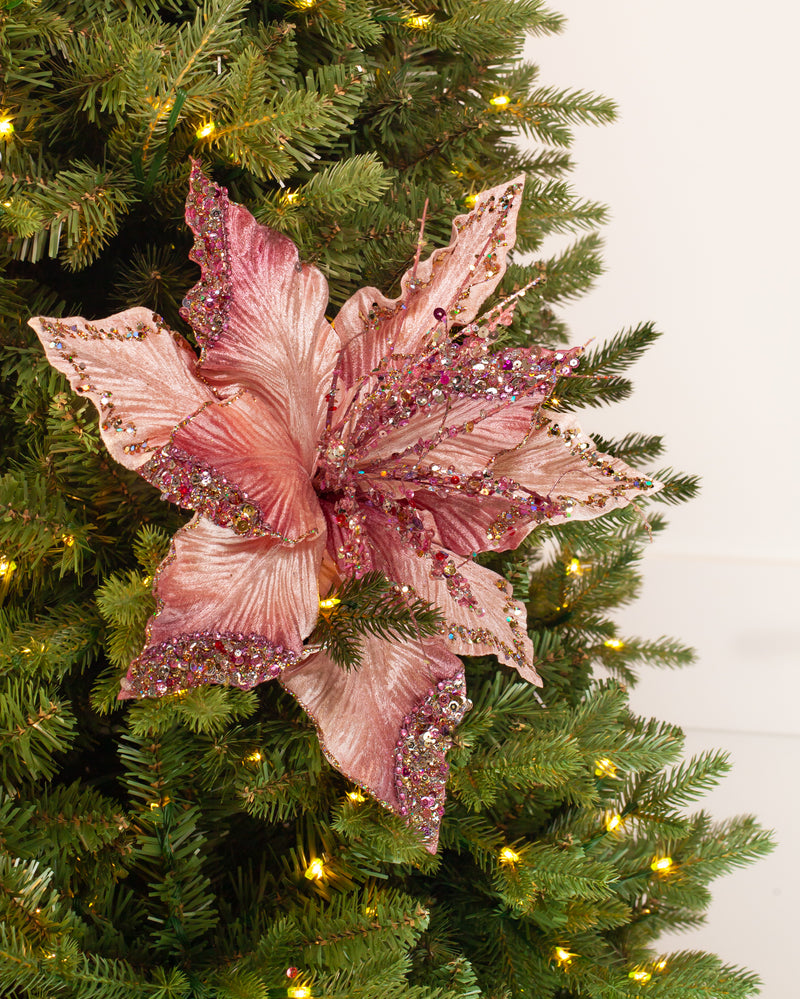 Juego de 6 tallos de terciopelo de Poinsettia de 15"