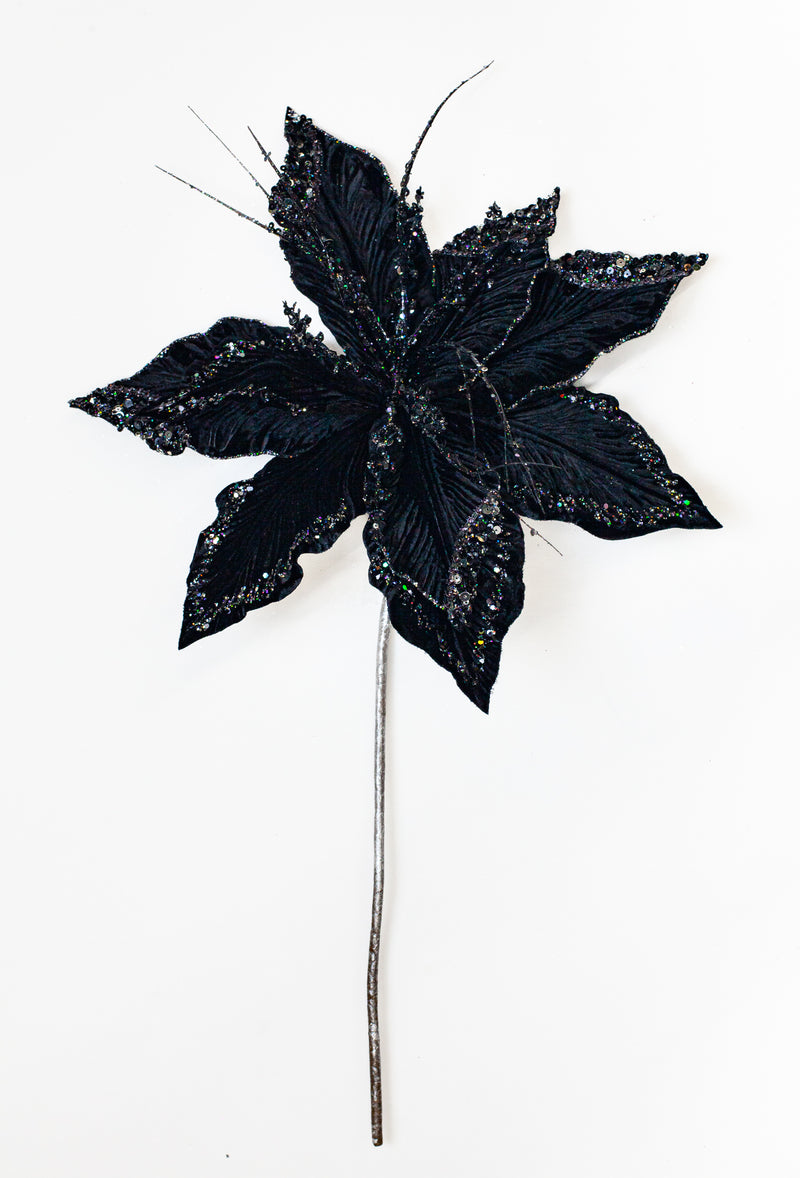 Juego de 6 tallos de terciopelo de Poinsettia de 15"