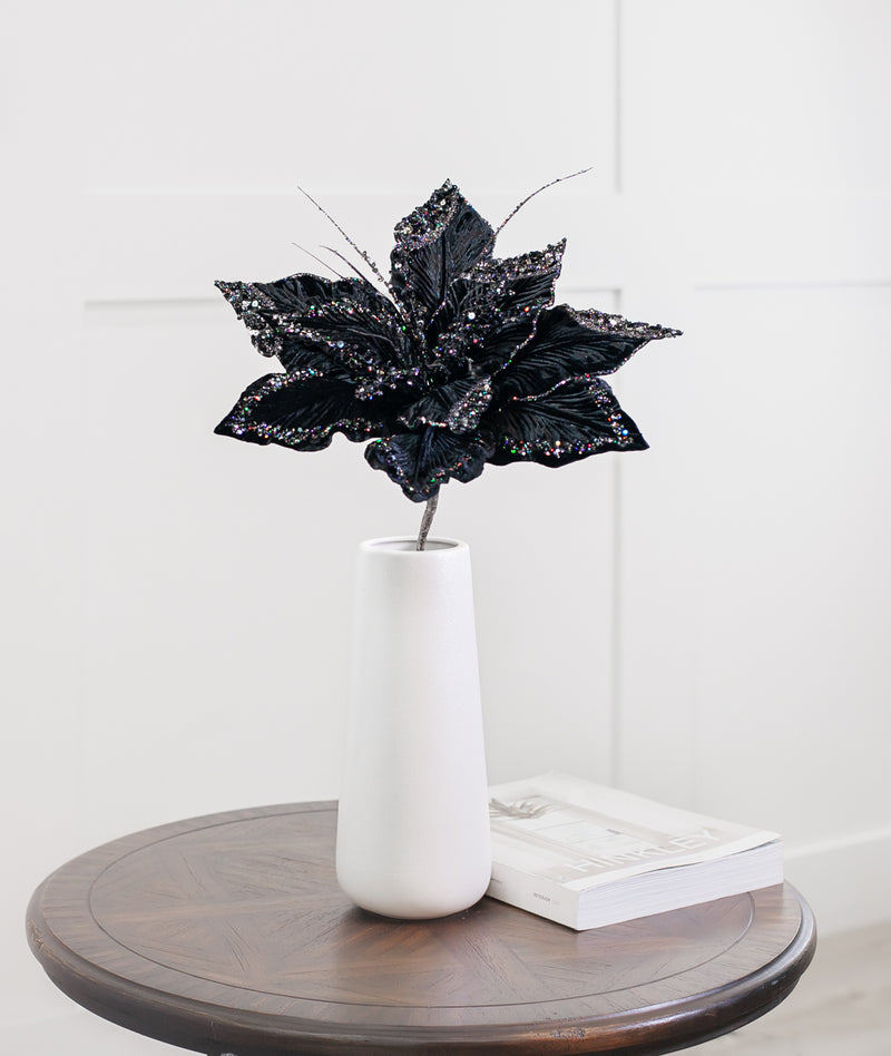 Juego de 6 tallos de terciopelo de Poinsettia de 15"