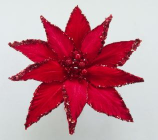 14" Red Poinsettia Clip Set Of 4