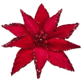 14" Glitter Sequin Edge Poinsettia Clip Set Of 4