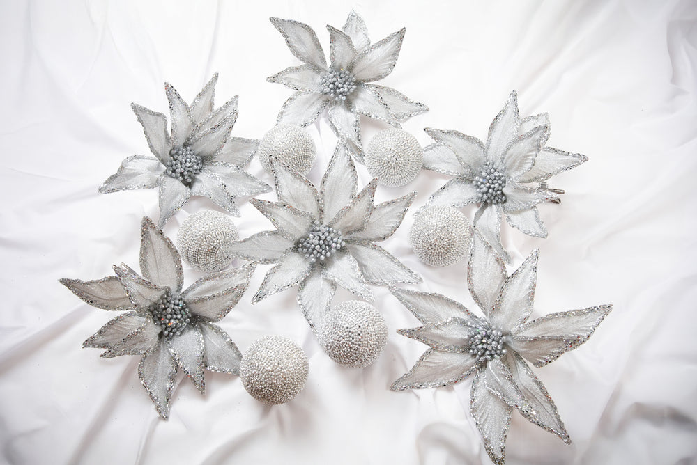 Silver Opulence Ornament & Flower Bundle