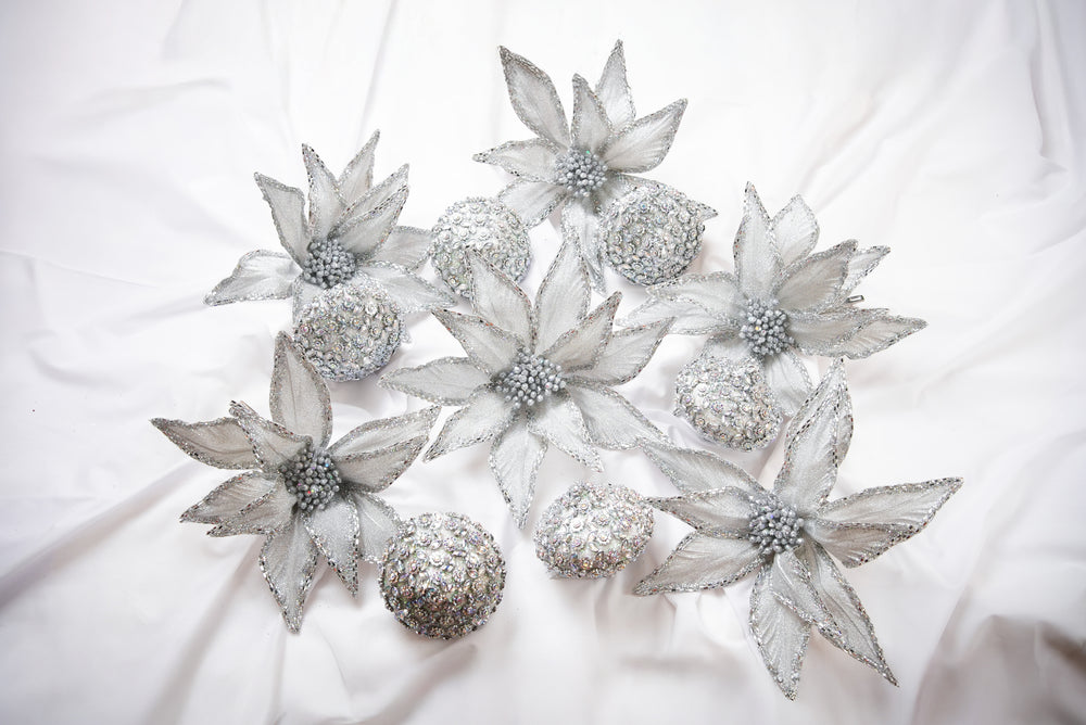 Silver Opulence Ornament & Flower Bundle