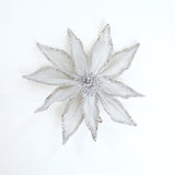12" Silver Poinsettia Clip Set Of 6