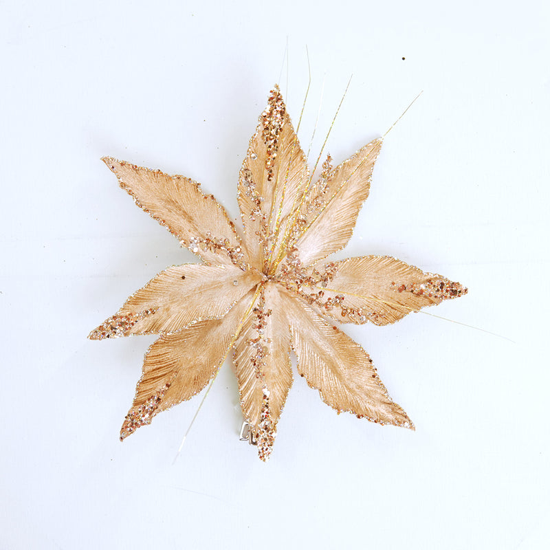 14" Cappuccino Poinsettia Clip Set Of 6