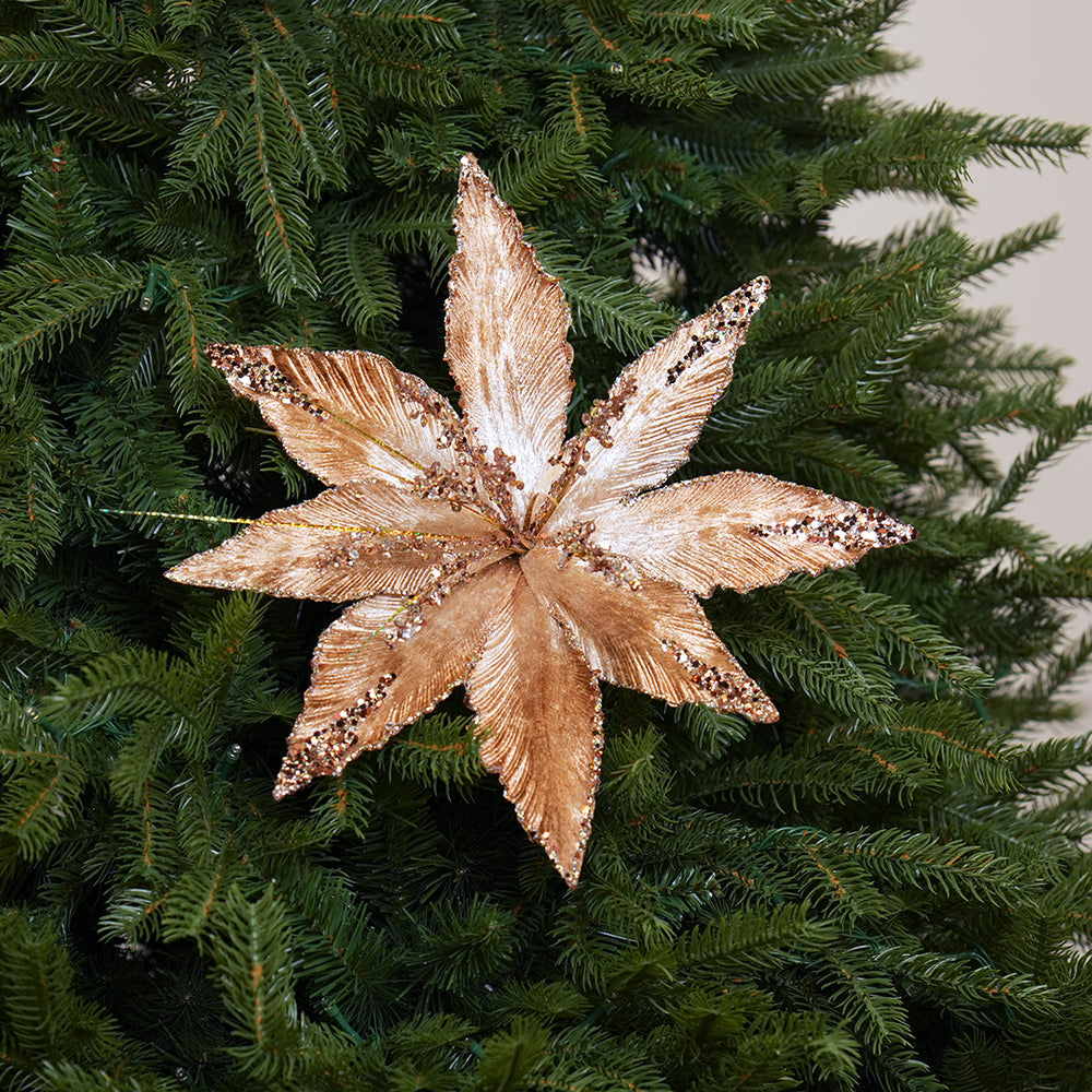 14" Cappuccino Poinsettia Clip Set Of 6