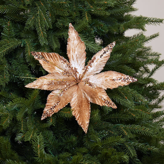 Juego de 6 broches de poinsettia capuchino de 35,5 cm