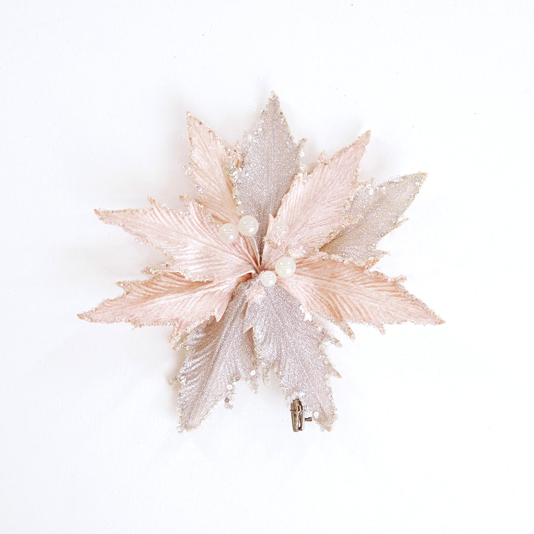 11" Pink Poinsettia Clip Set Of 6