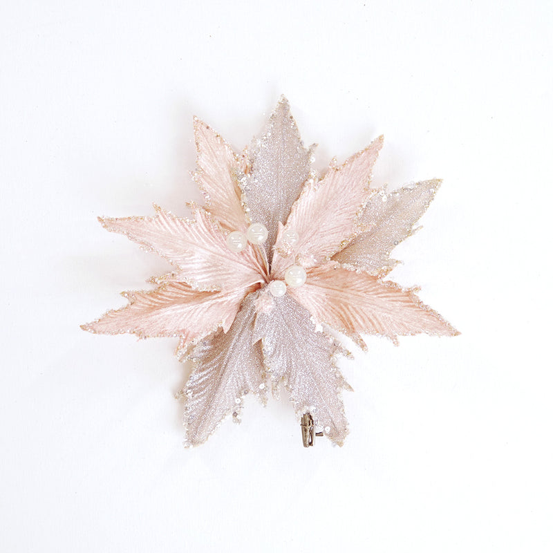 11" Pink Poinsettia Clip Set Of 6