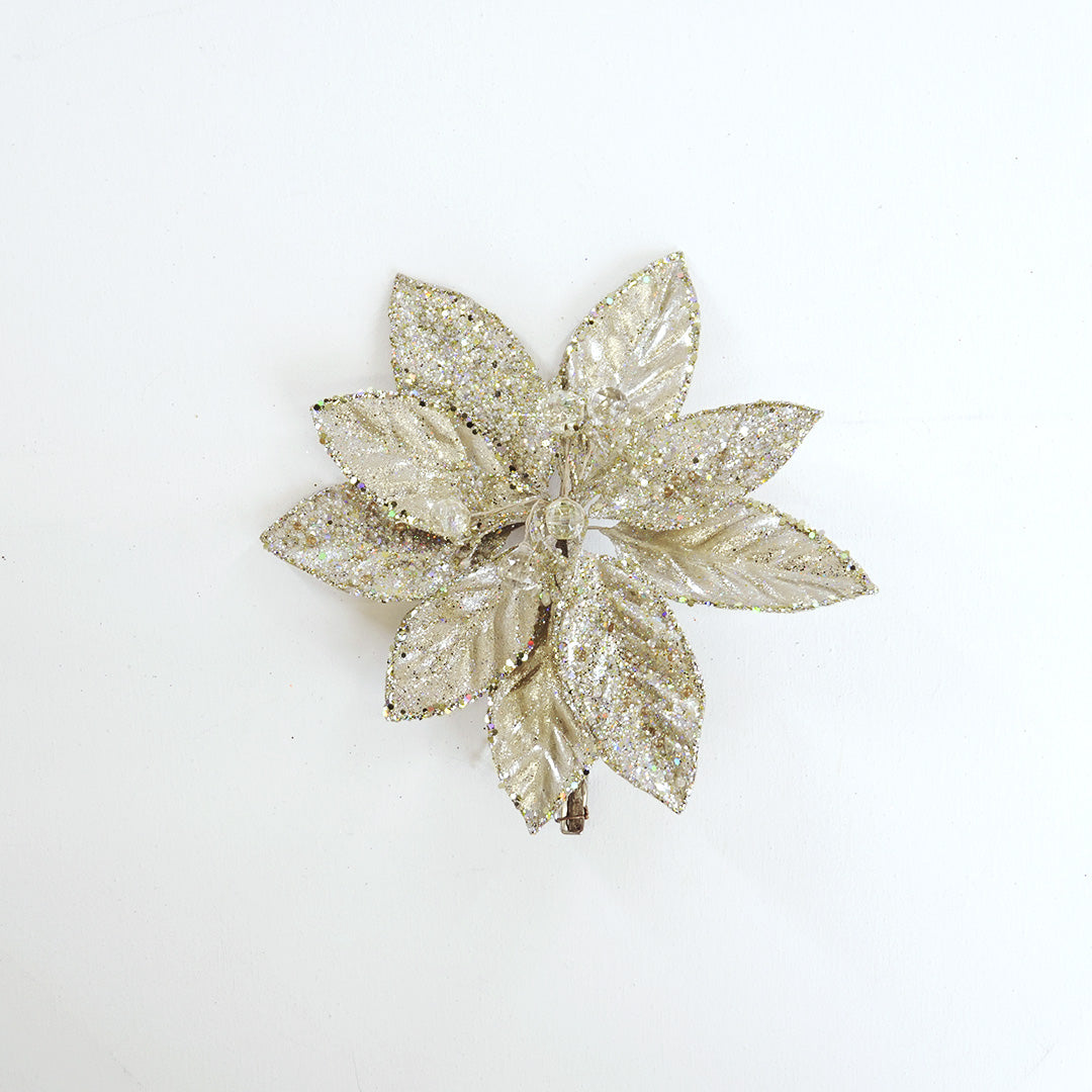 14" Platinum Poinsettia Stem Set Of 6