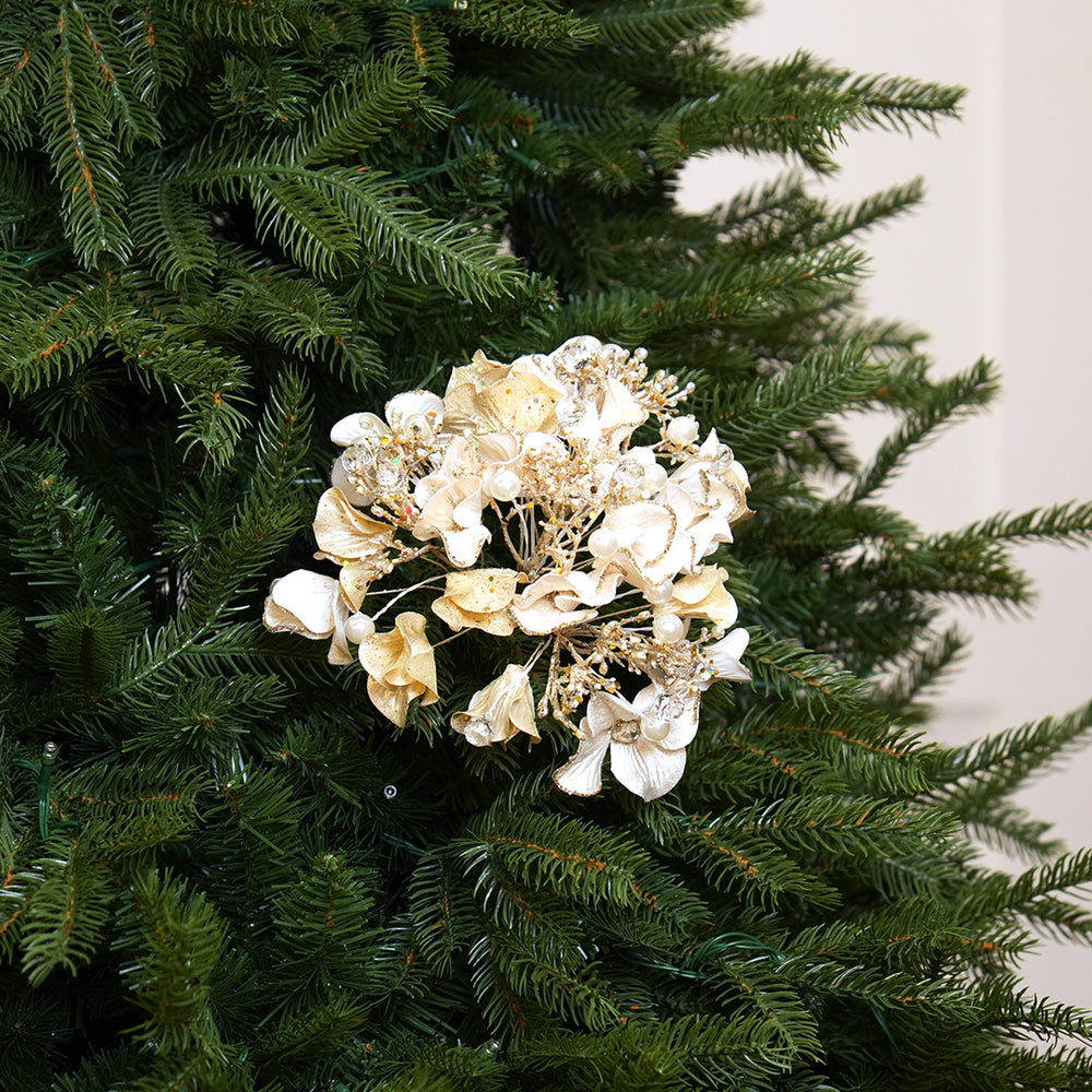 20" Ivory Hydrangea Leaf Stem Set Of 4