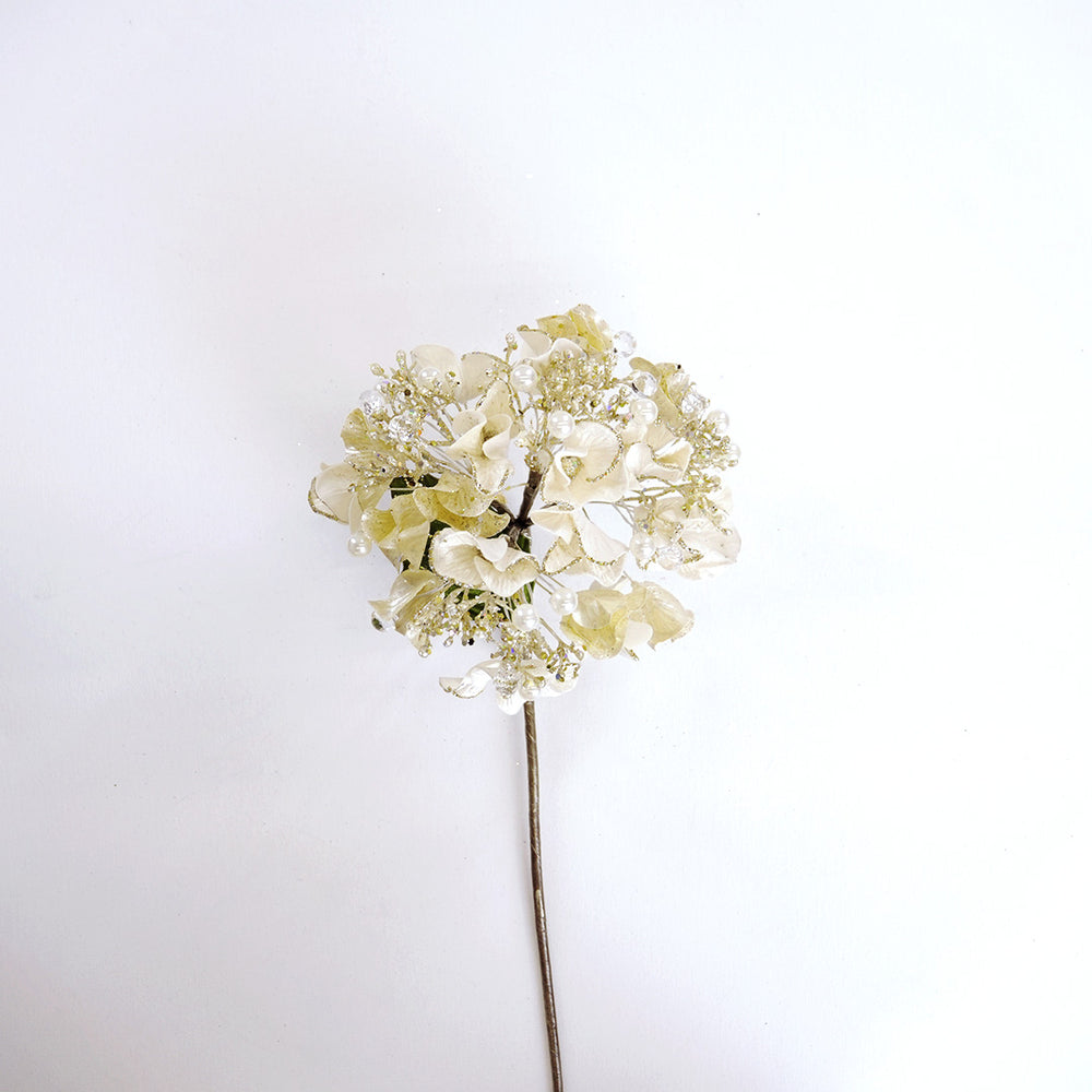 20" Ivory Hydrangea Leaf Stem Set Of 4
