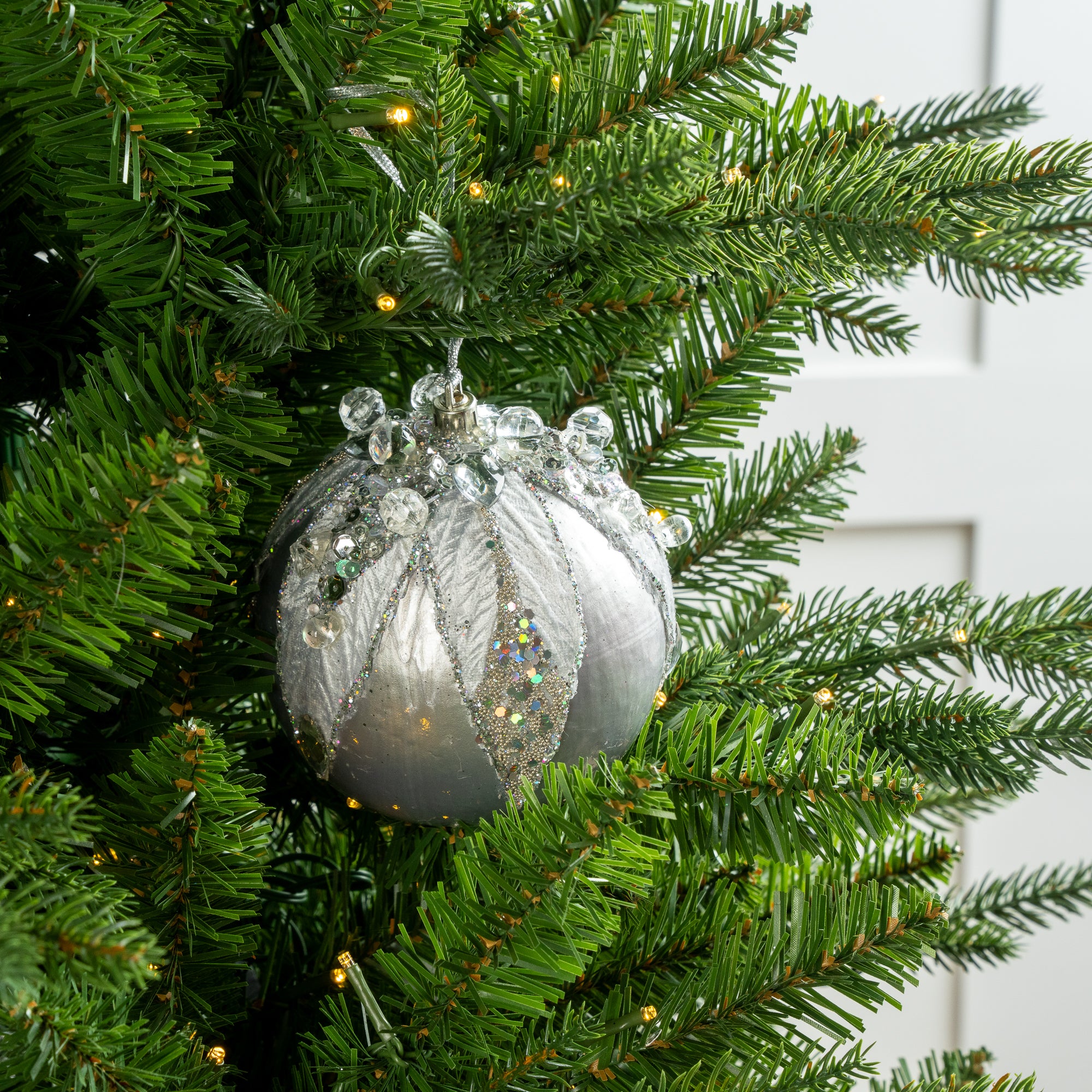 4" Red Beaded & Sequined Ornament Set Of 9