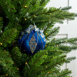 4" Red Beaded & Sequined Ornament Set Of 9