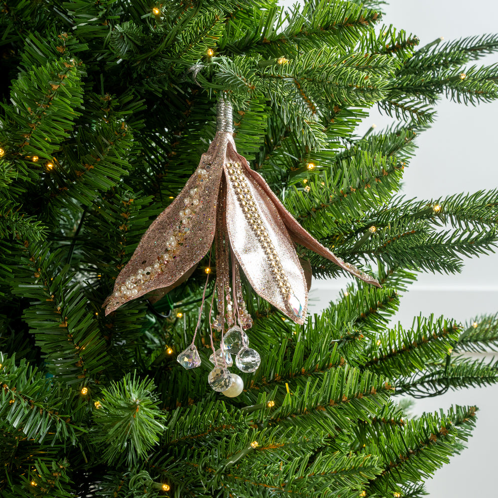 9" Beaded Flower Ornament Set Of 6