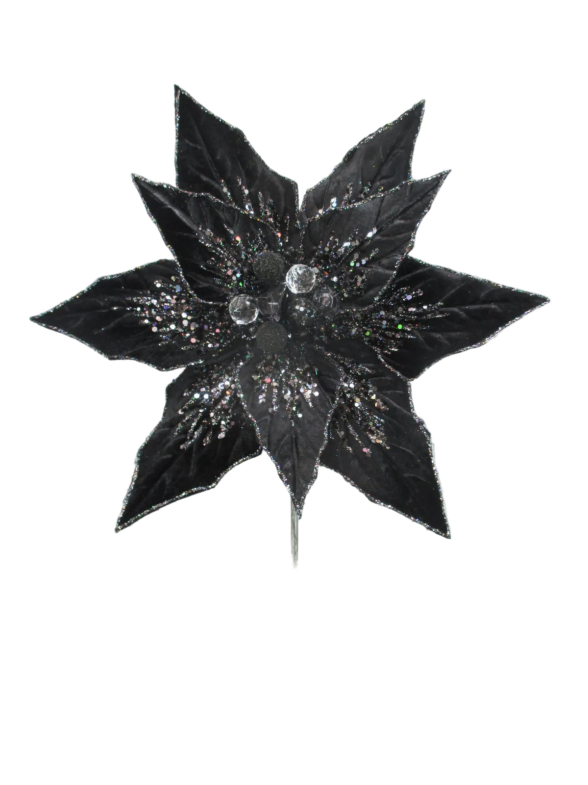 12" Glitter Poinsettia Pick Set Of 6