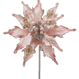 12" Pink Glitter Poinsettia Set Of 6