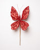 9" Red Glitter Diamond Butterfly Pick Set Of 6