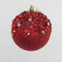 4" Red Glitter & Gems Ornament Set Of 6