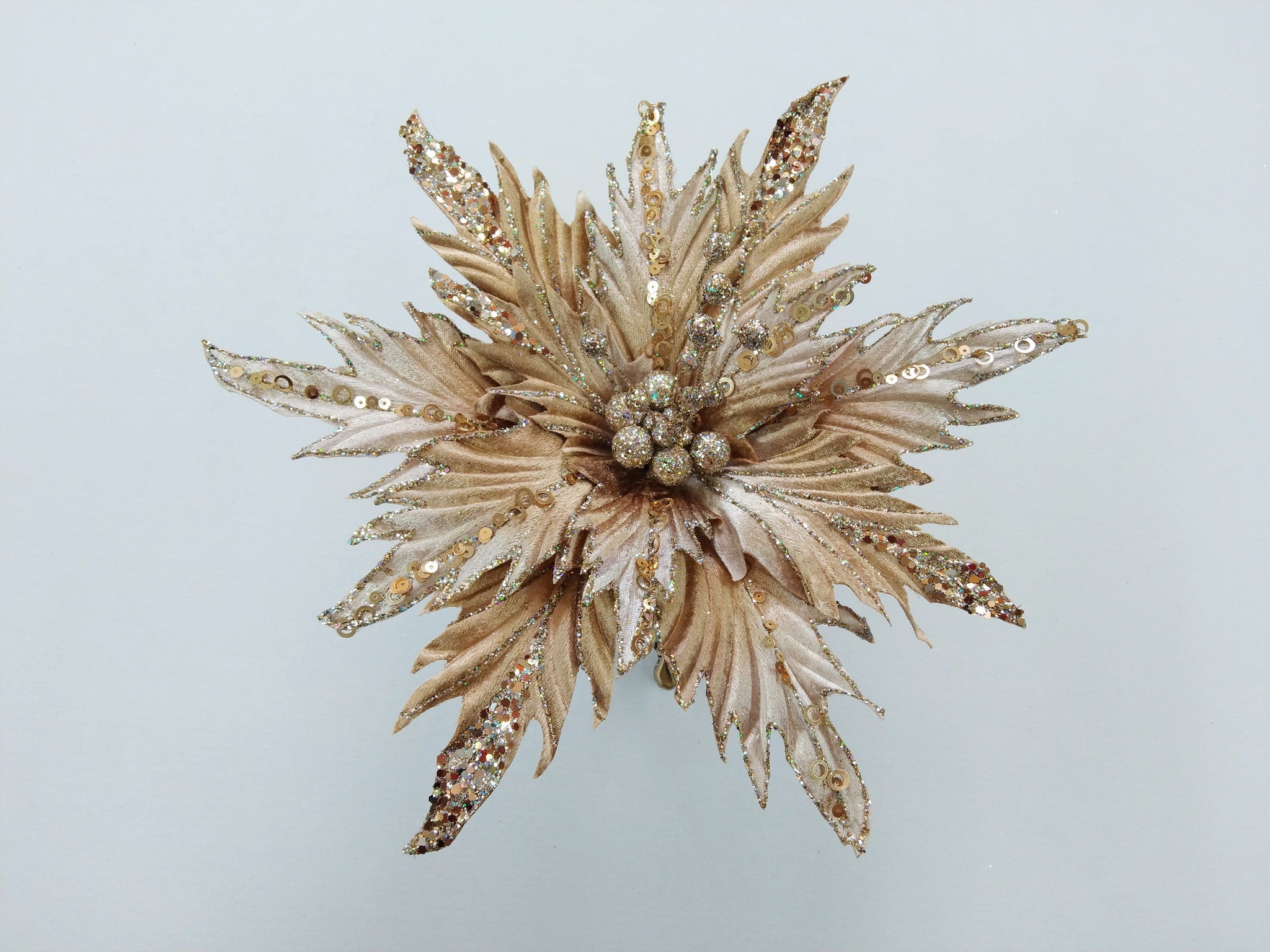 12" Glitter Poinsettia Clip Set Of 6