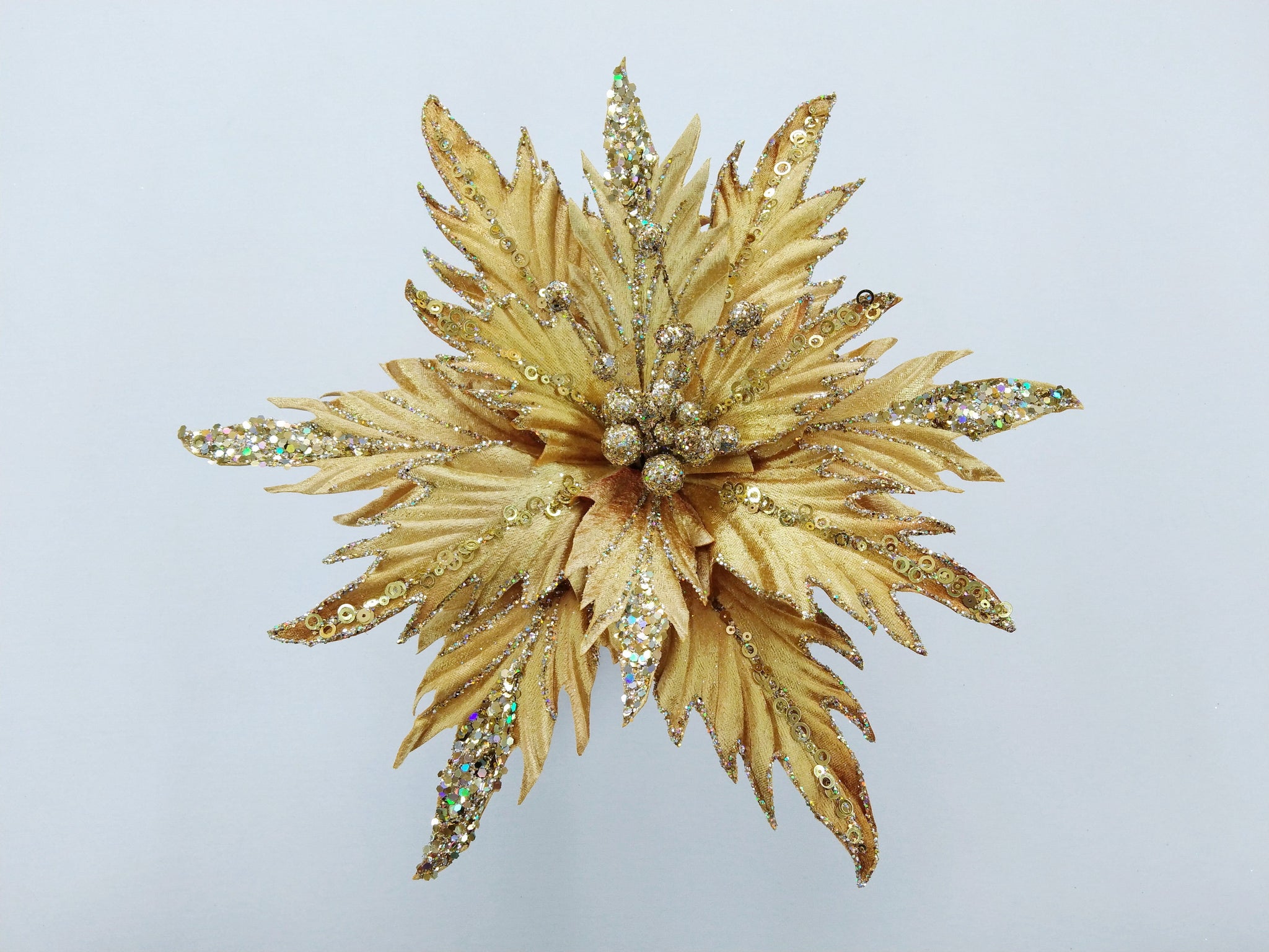 12" Glitter Poinsettia Clip Set Of 6