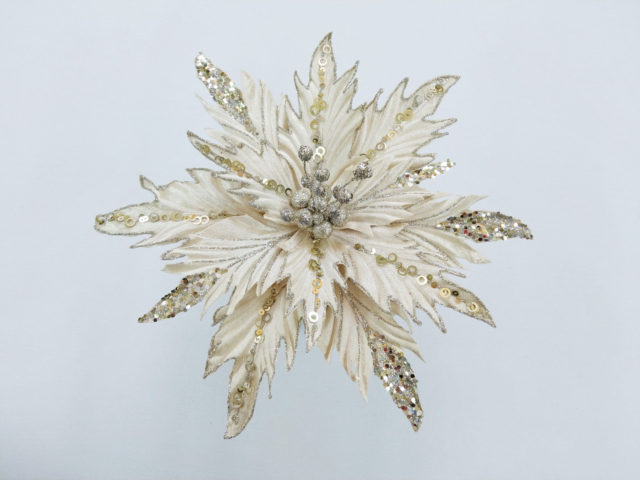 12" Glitter Poinsettia Clip Set Of 6