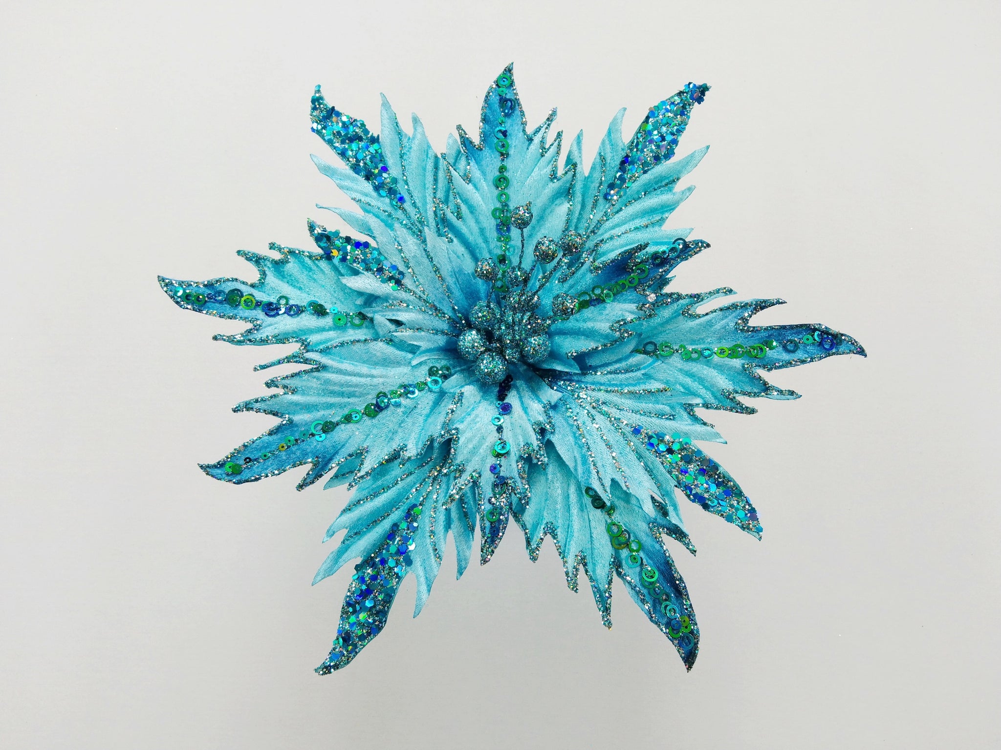 12" Glitter Poinsettia Clip Set Of 6