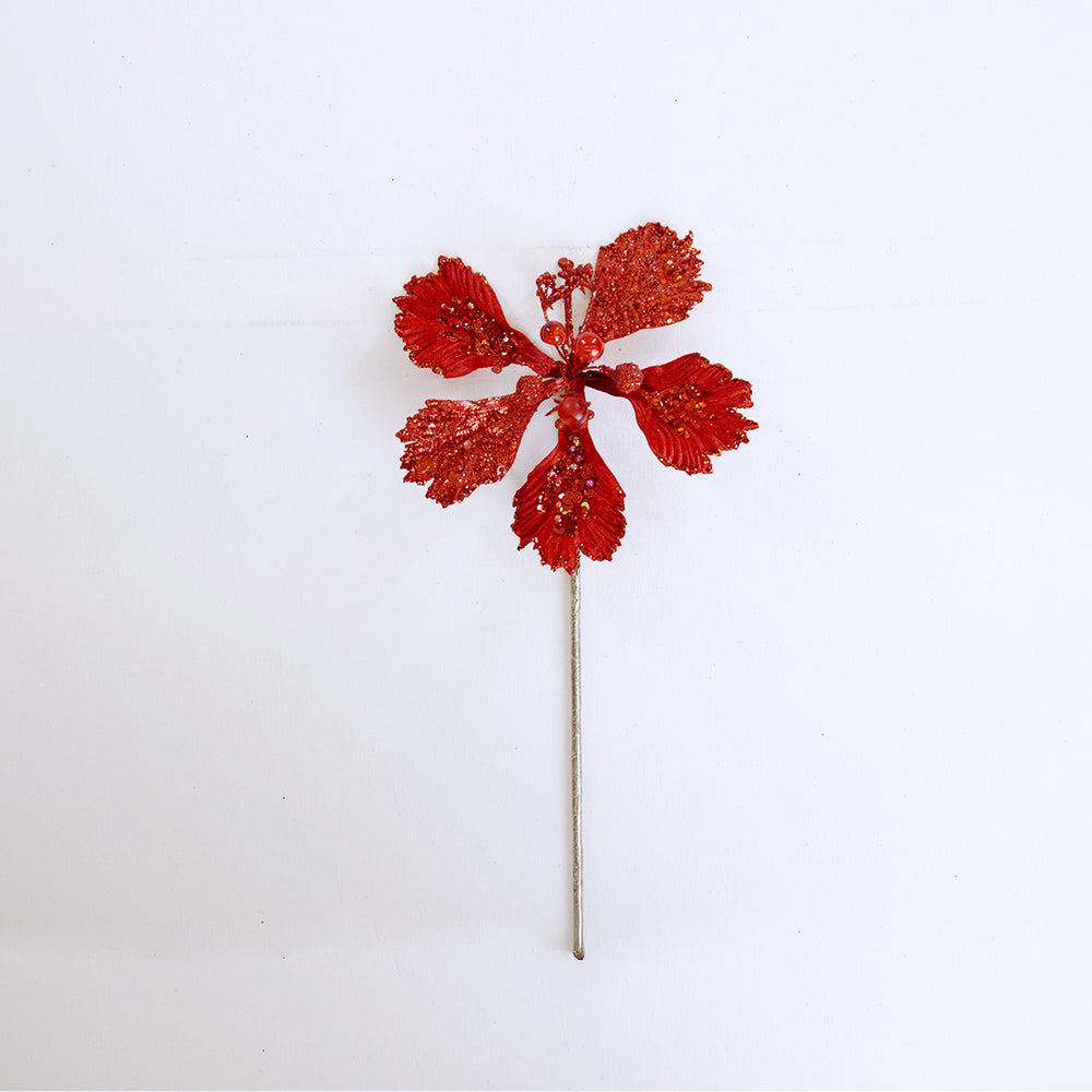 15" Red Hibiscus Clip Set Of 6