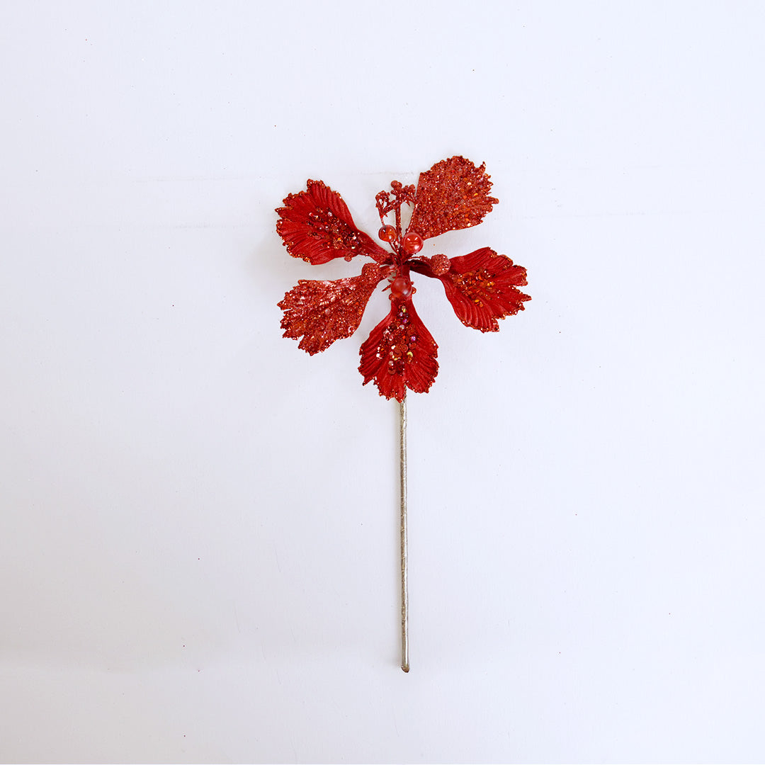 15" Red Hibiscus Clip Set Of 6