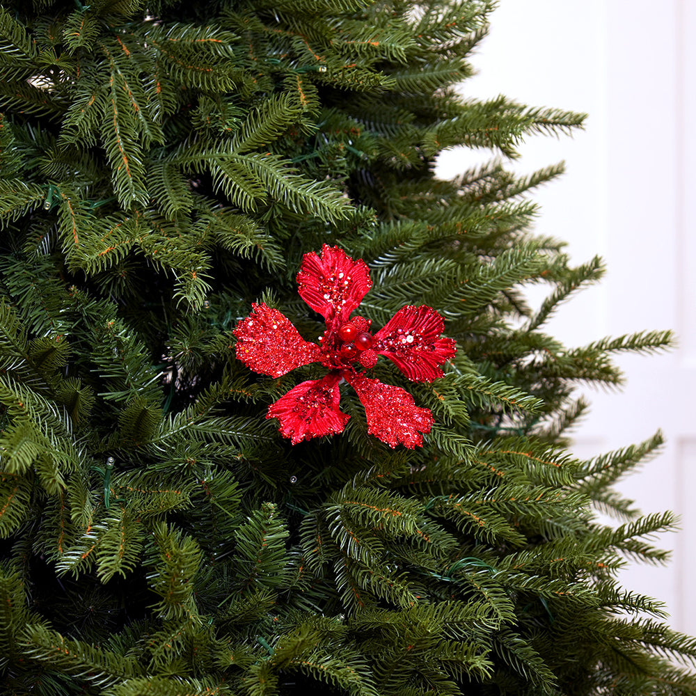 15" Red Hibiscus Clip Set Of 6