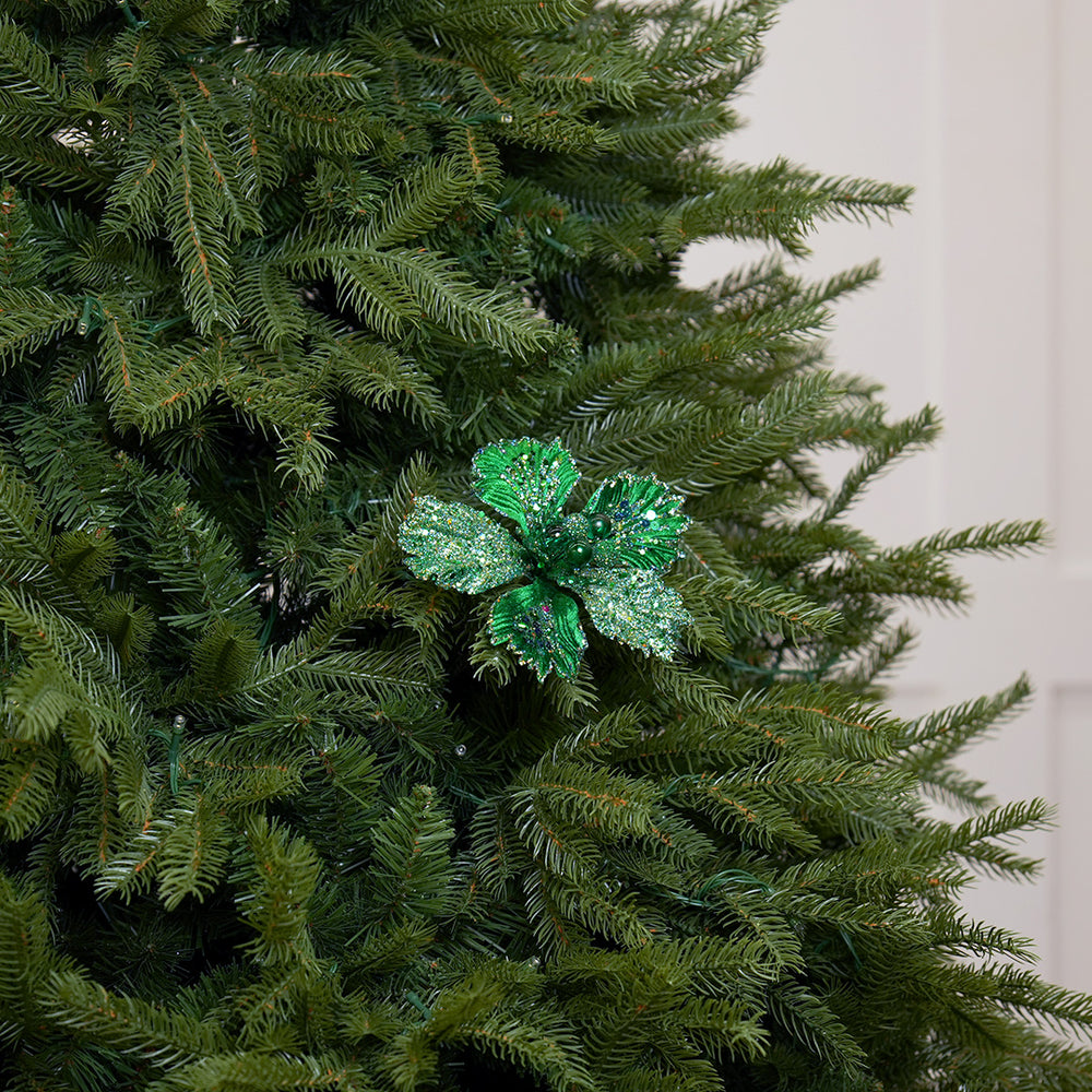 15" Emerald Hibiscus Clip Set Of 6