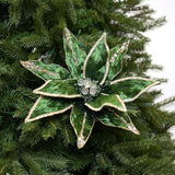 14" Green Poinsettia Stem Set of 6