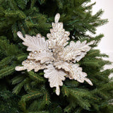 18" Platinum Poinsettia Clip Set Of 6