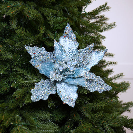 Set de 6 varas de Nochebuena azules de 38 cm