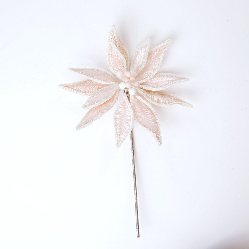 17" Pink Poinsettia Stem Set Of 6