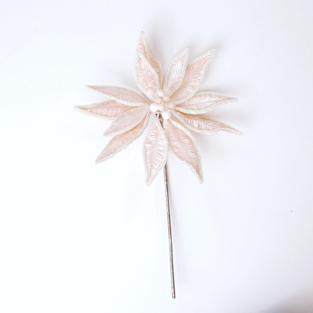 17" Pink Poinsettia Stem Set Of 6