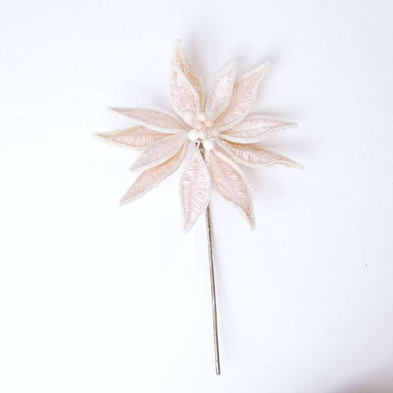 17" Pink Poinsettia Stem Set Of 6