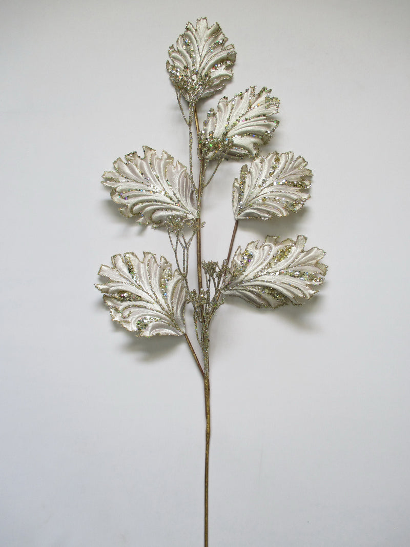 33" Platinum Leaf Branch Set Of 6