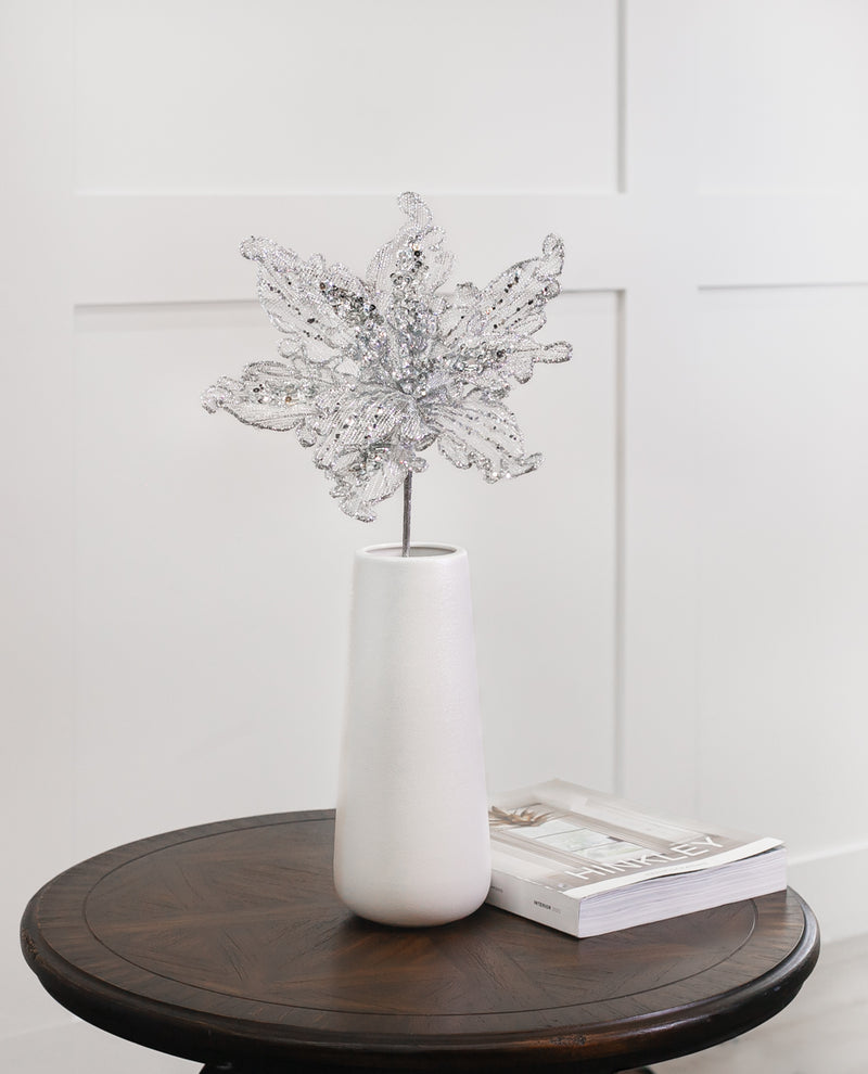 Juego de 6 poinsettias de encaje de 25"